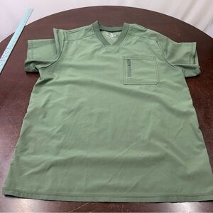 Cherokee Men's V-Neck Short Sleeve Pocket Tee in Olive Green